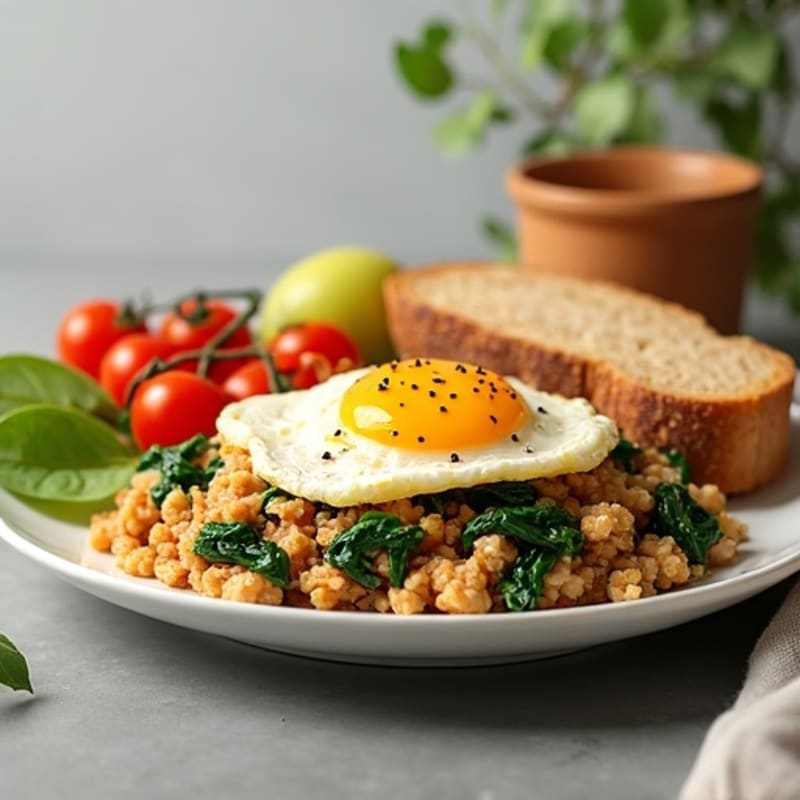 Egg White and Turkey Mince Scramble with Spinach