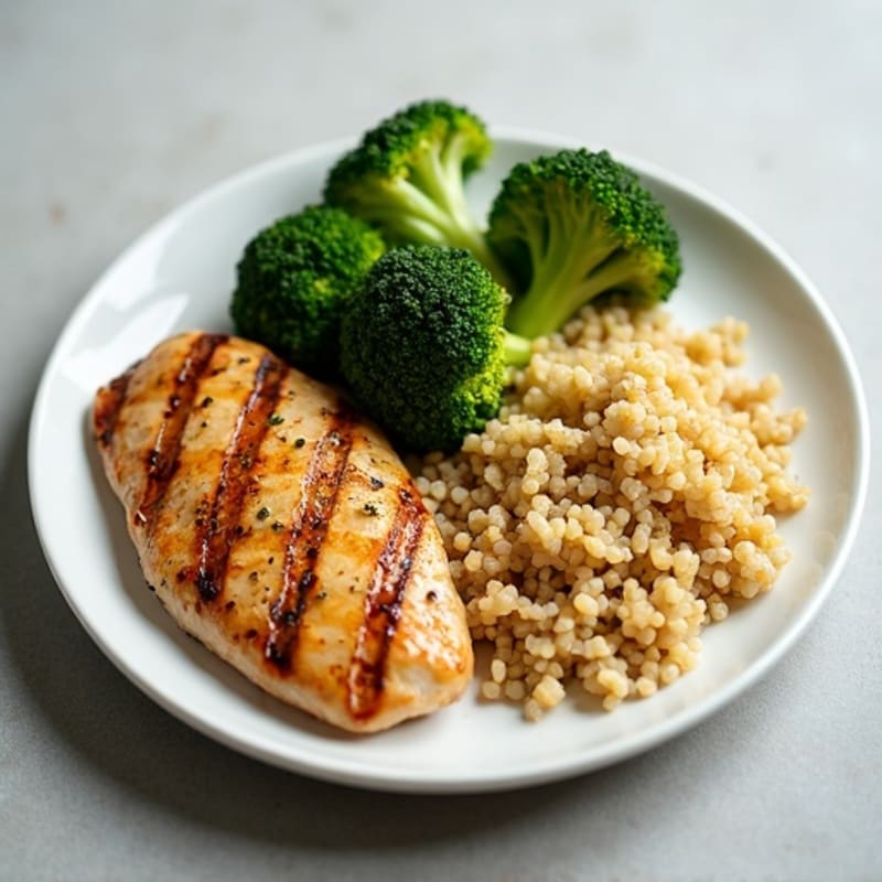 Grilled Chicken Breast with Roasted Broccoli and Quinoa