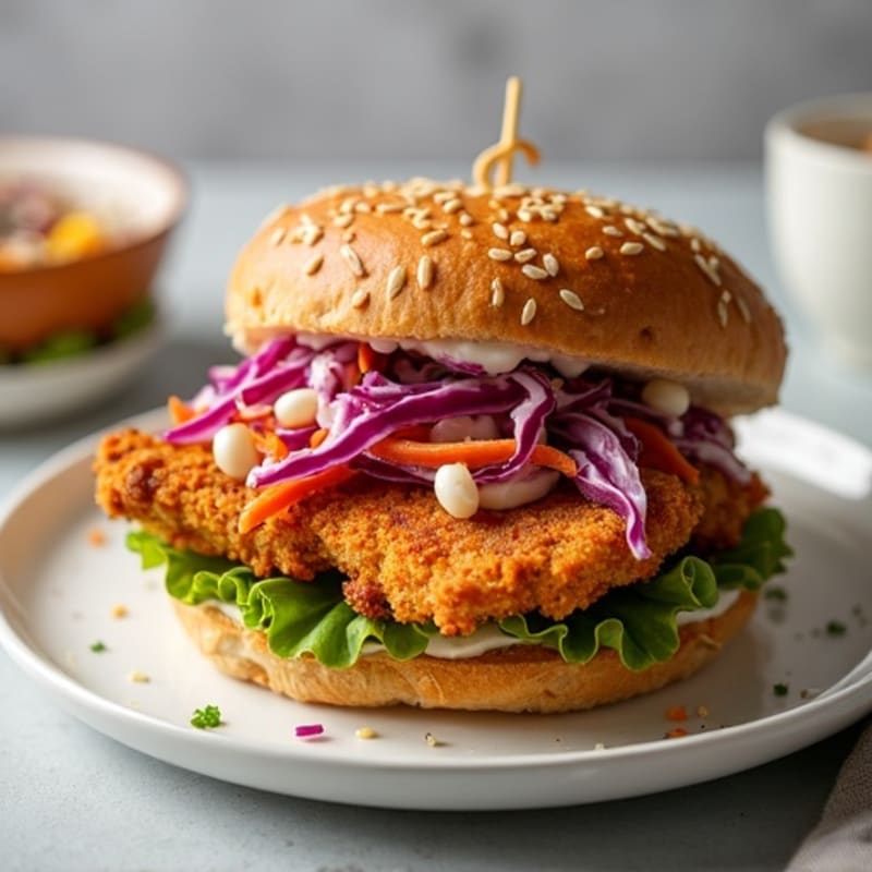 Crispy Baked Chicken Sandwich with Greek Yogurt Slaw