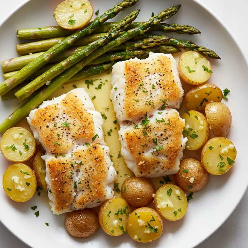 Lemon Herb Baked Cod with Asparagus