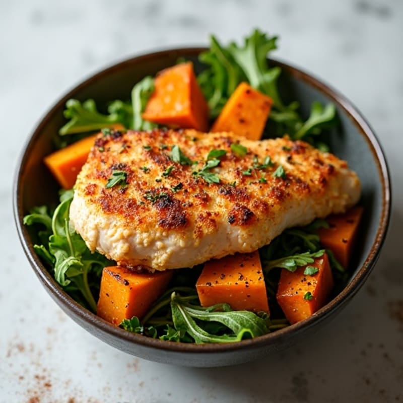 Crispy Chicken and Roasted Sweet Potato Bowl