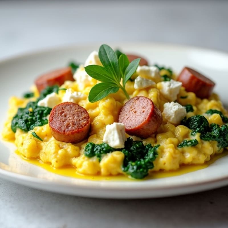 Egg White Scramble with Spinach and Turkey Sausage