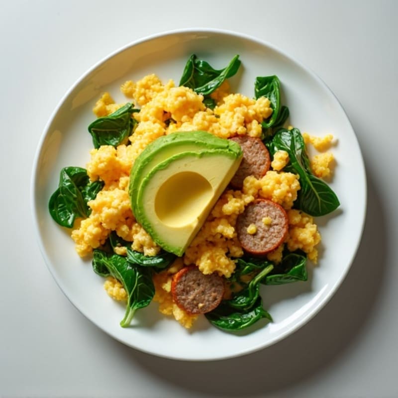 Scrambled Egg Whites with Spinach and Turkey Sausage