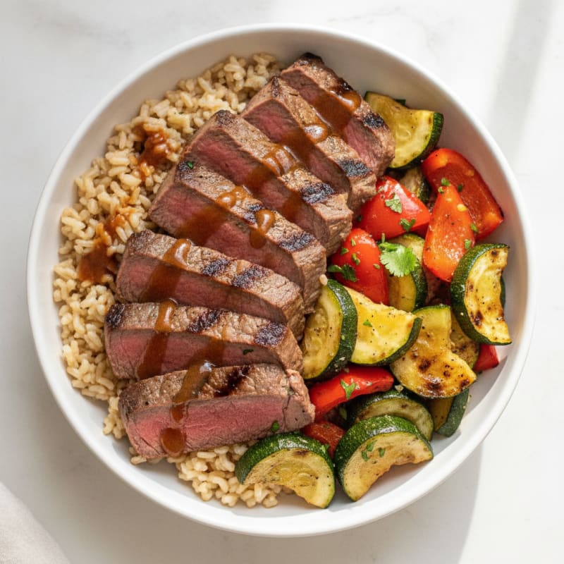 Grilled Beef and Veggie Rice Bowl