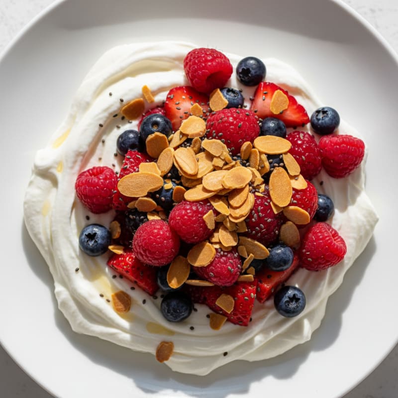Greek Yogurt Protein Bowl with Mixed Berries and Almonds