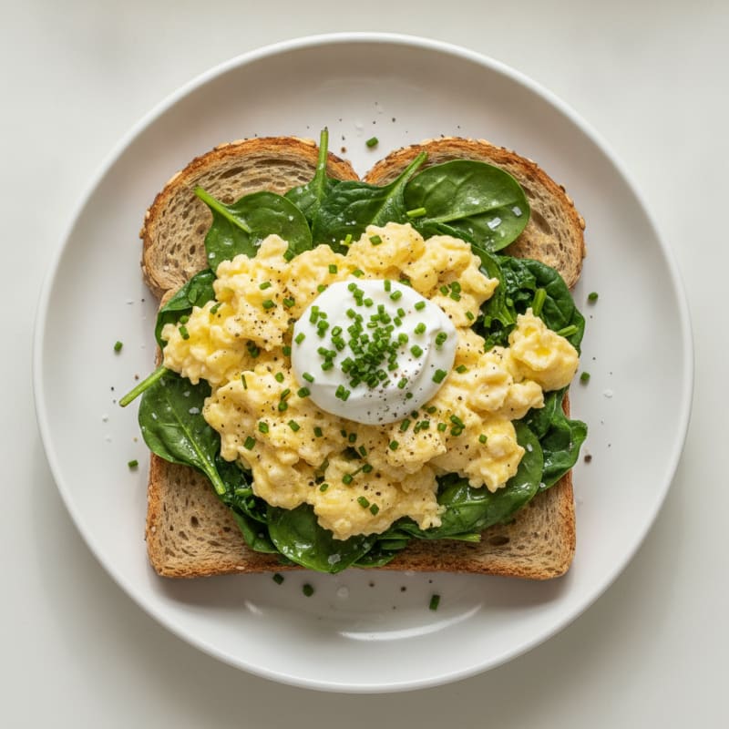 Eggs and Spinach on Seeded Toast