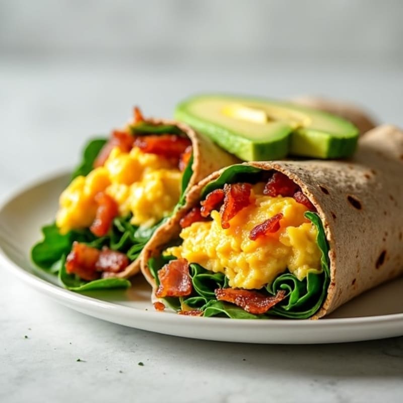 Crispy Turkey Bacon and Egg White Wrap with Spinach