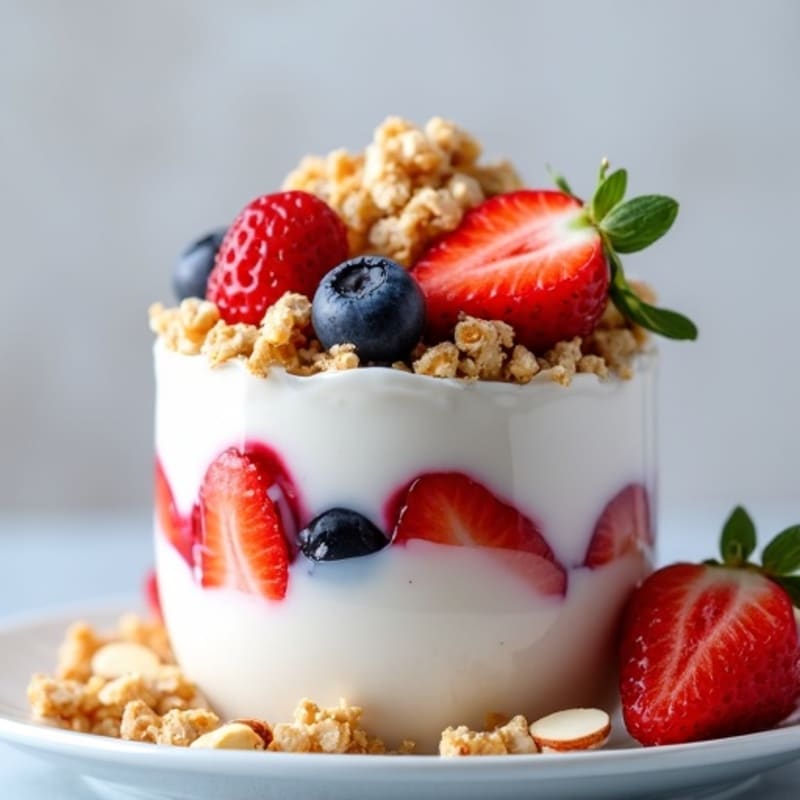 Greek Yogurt Parfait with Fresh Berries and Almond Crunch