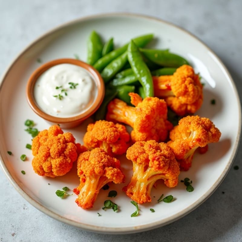Crispy Buffalo Cauliflower with Creamy Cashew Ranch
