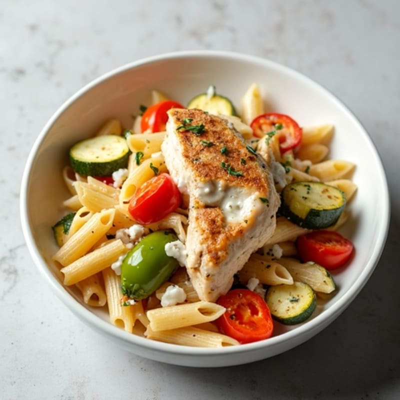 Creamy Chicken and Roasted Vegetable Whole Wheat Pasta