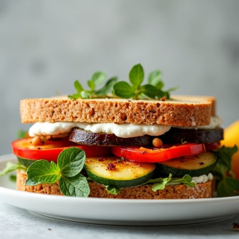 Herb-Roasted Vegetable Sandwich with Garlic Aioli