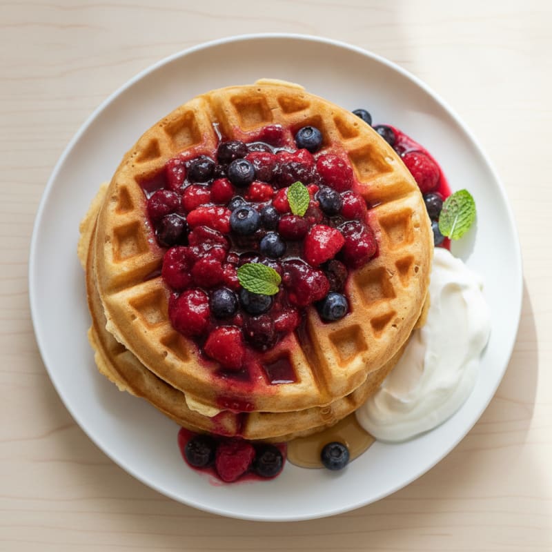 Classic Buttermilk Waffles with Berry Compote