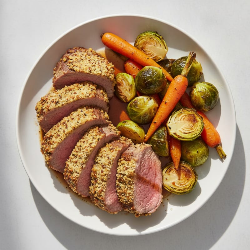Herb-Crusted Lamb Loin with Roasted Vegetables