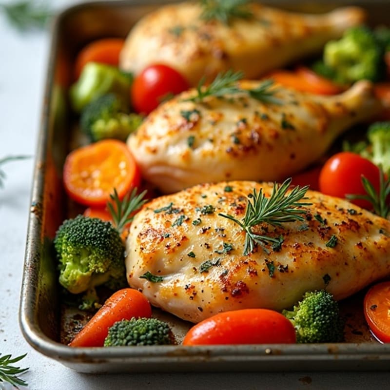 Sheet Pan Lemon Herb Roasted Chicken and Crispy Vegetables