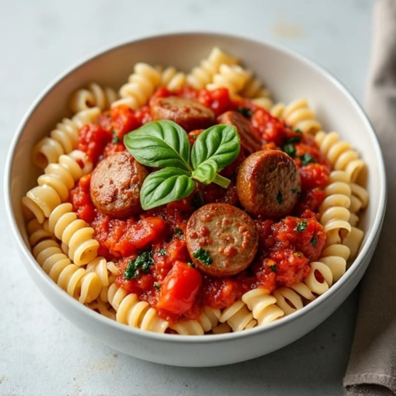 Hearty Lean Sausage Ragu with Whole Wheat Pasta