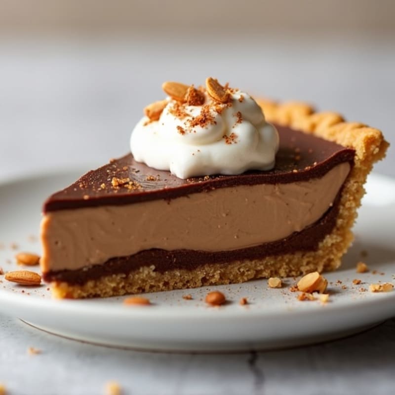 Healthy No-Bake Creamy Peanut Butter Chocolate Pie