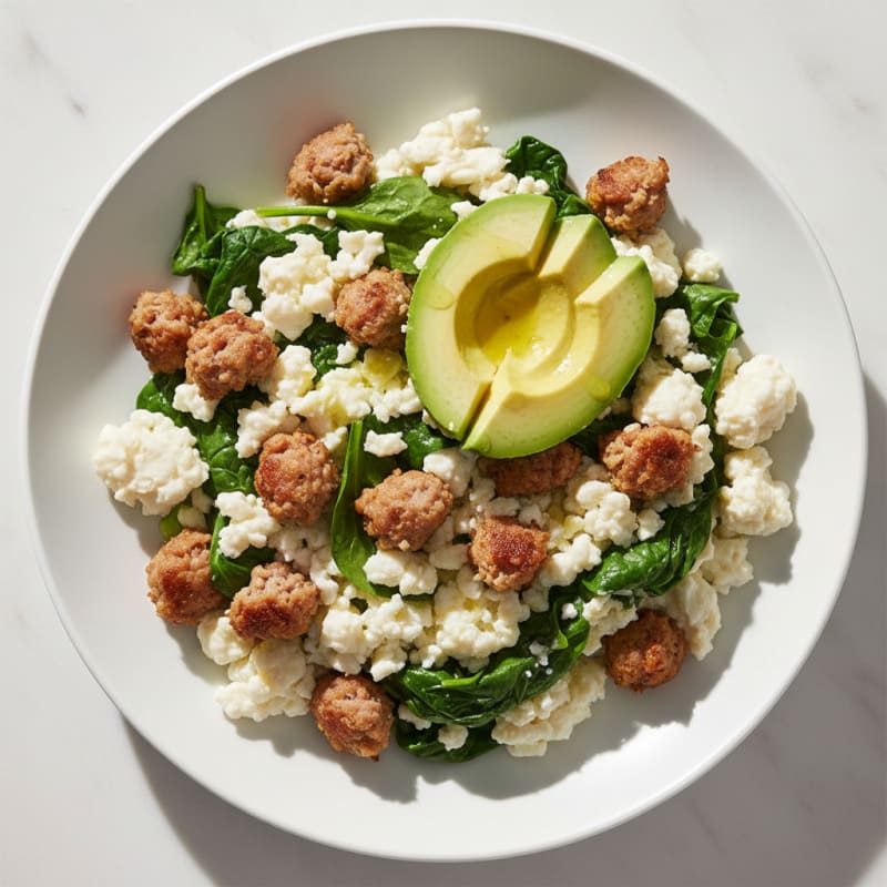 Egg White Scramble with Spinach and Turkey Sausage