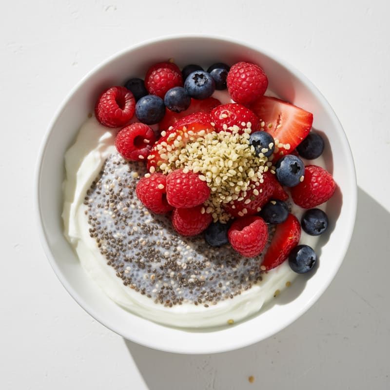 Creamy Greek Yogurt Parfait with Chia Seeds and Mixed Berries