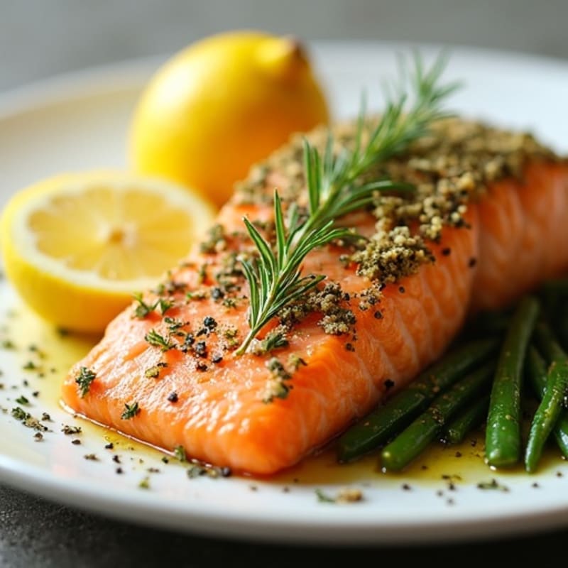 Herb-Crusted Baked Salmon with Lemon