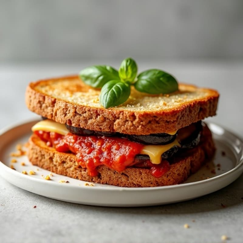 Crispy Baked Eggplant Parmesan Sandwich