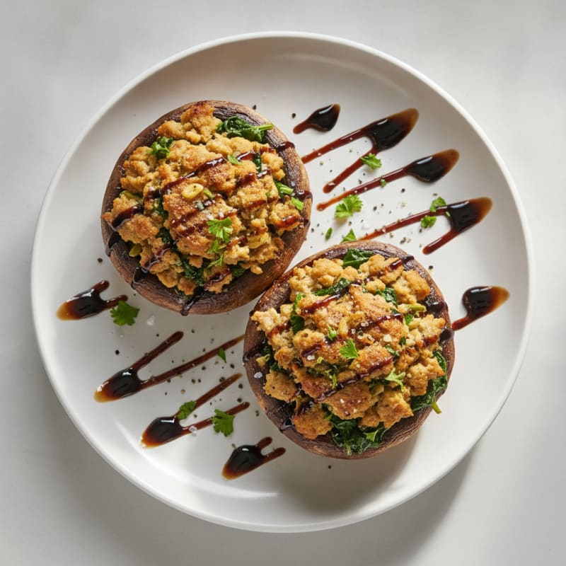 Herb-Stuffed Portobello Mushrooms with Balsamic Glaze
