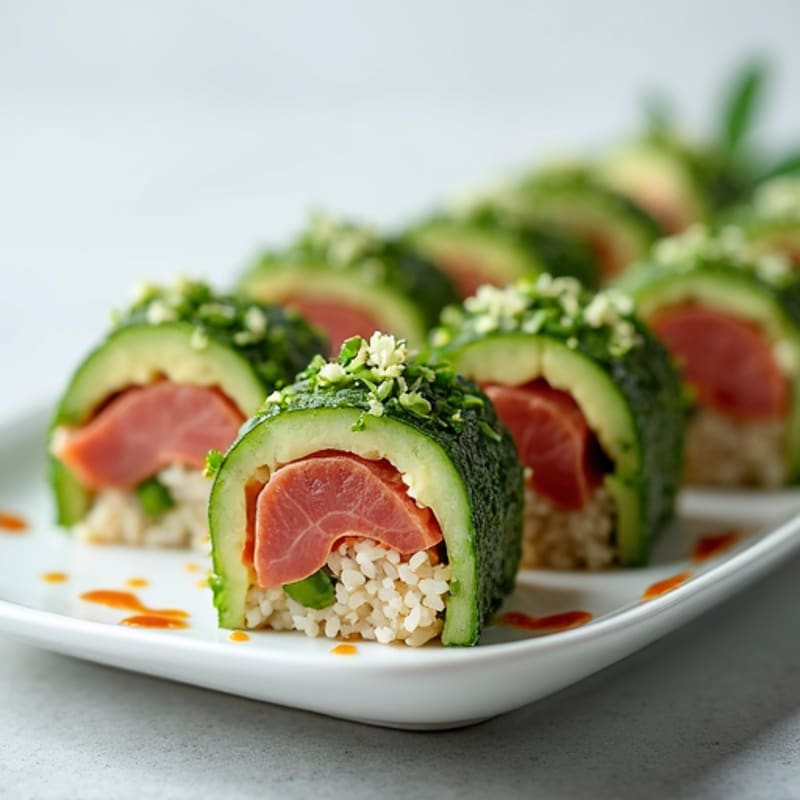 Fresh Tuna Avocado Roll with Cucumber Crunch