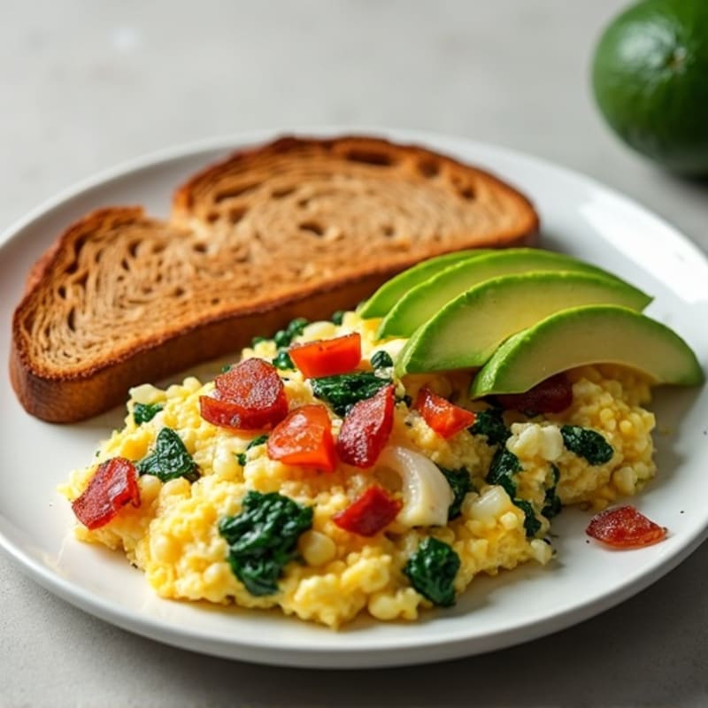 Egg White Scramble with Spinach and Turkey Bacon