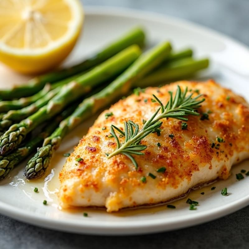 Crispy Baked Lemon Herb Chicken with Roasted Asparagus