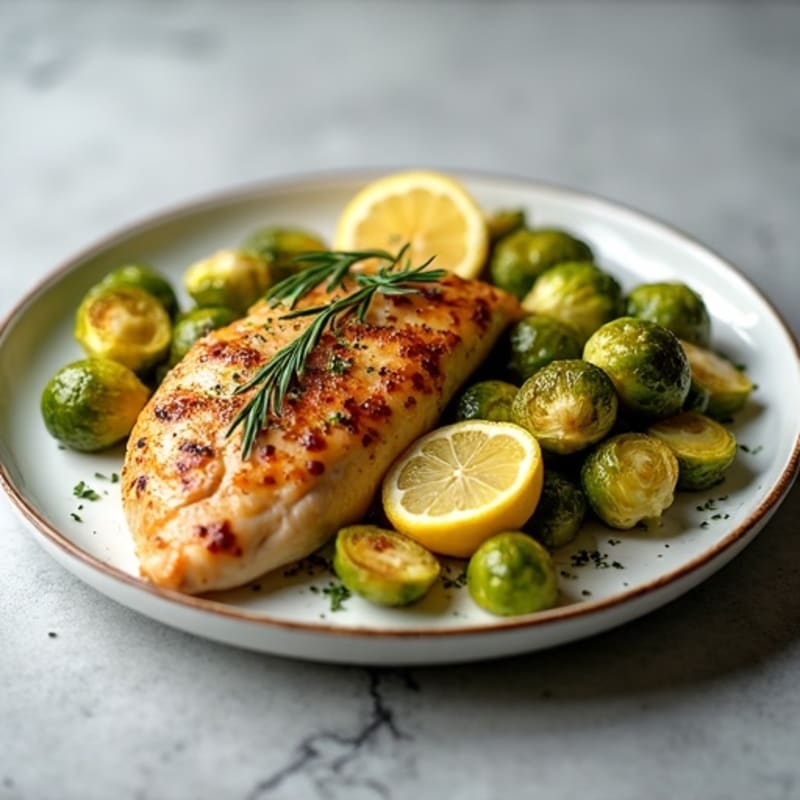 Lemon Herb Roasted Chicken with Crispy Brussels Sprouts