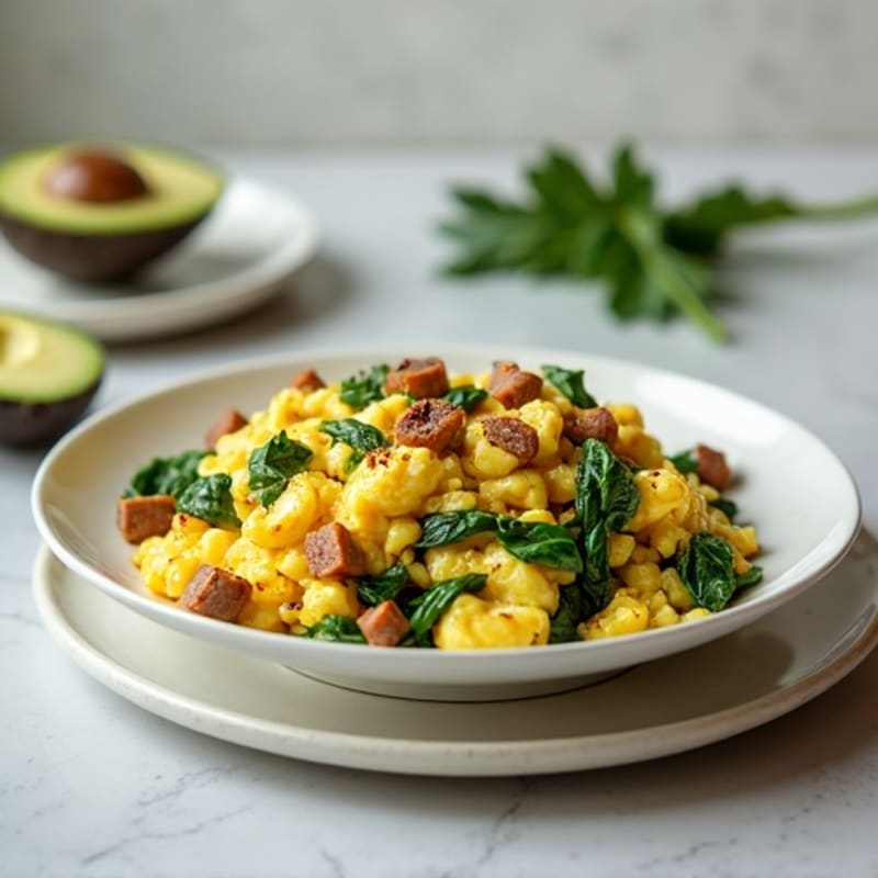Egg White Scramble with Spinach and Turkey Sausage