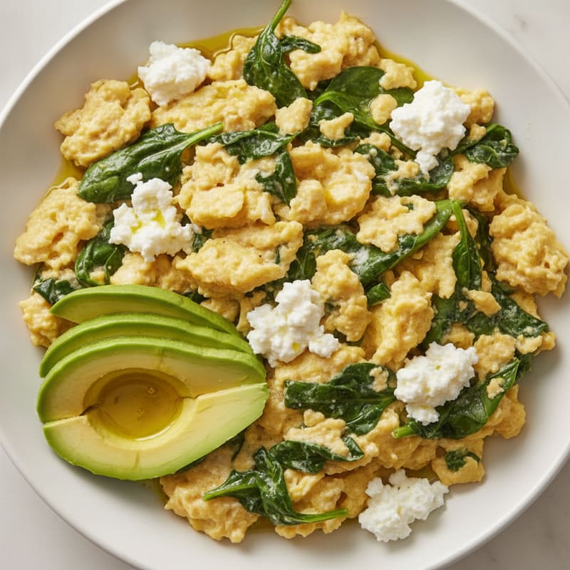 Egg and Spinach Scramble with Lactose-Free Cottage Cheese
