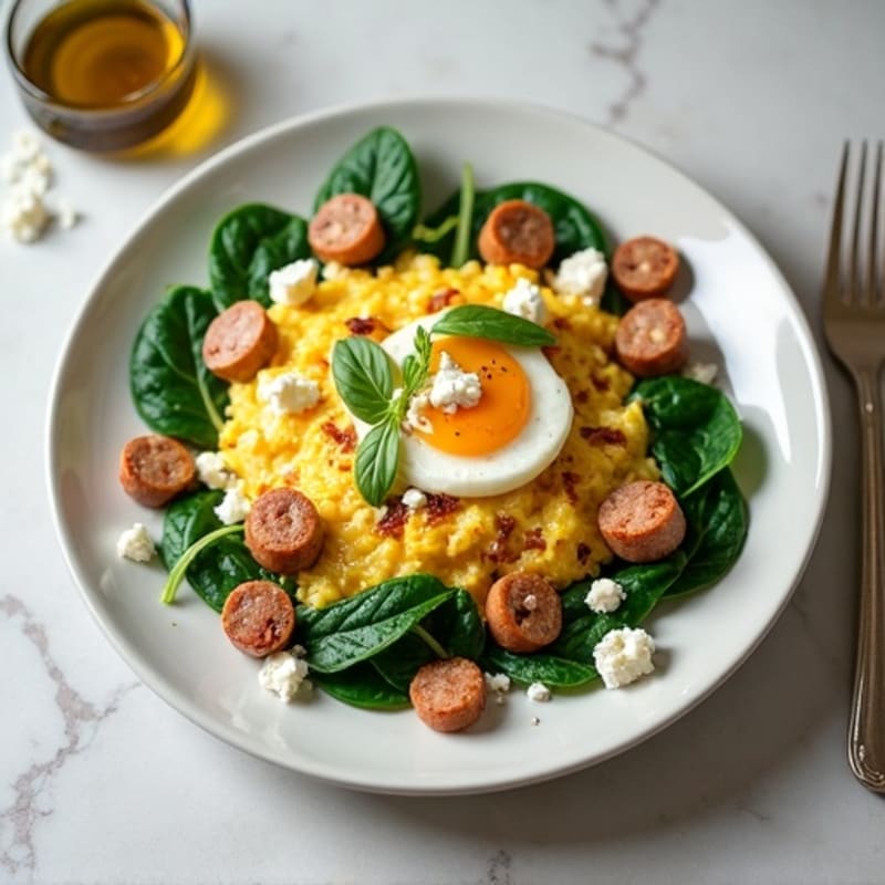 Egg White and Turkey Sausage Scramble with Spinach