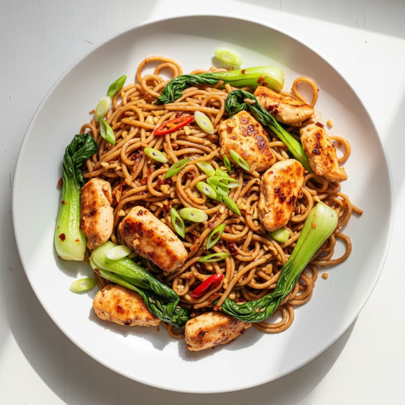 Spicy Chili Garlic Noodles with Chicken