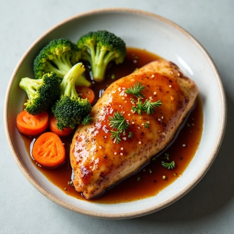 Baked Teriyaki Chicken with Roasted Broccoli and Carrots