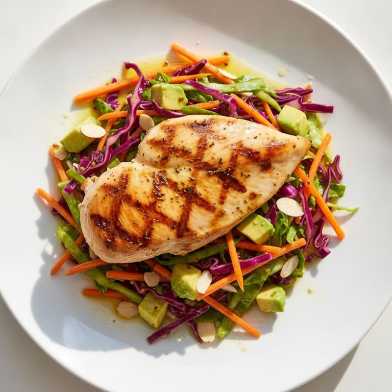 Grilled Chicken Breast with Crunchy Cabbage Slaw