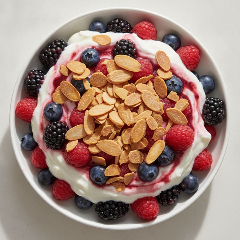 Greek Yogurt Protein Parfait with Berries and Almonds