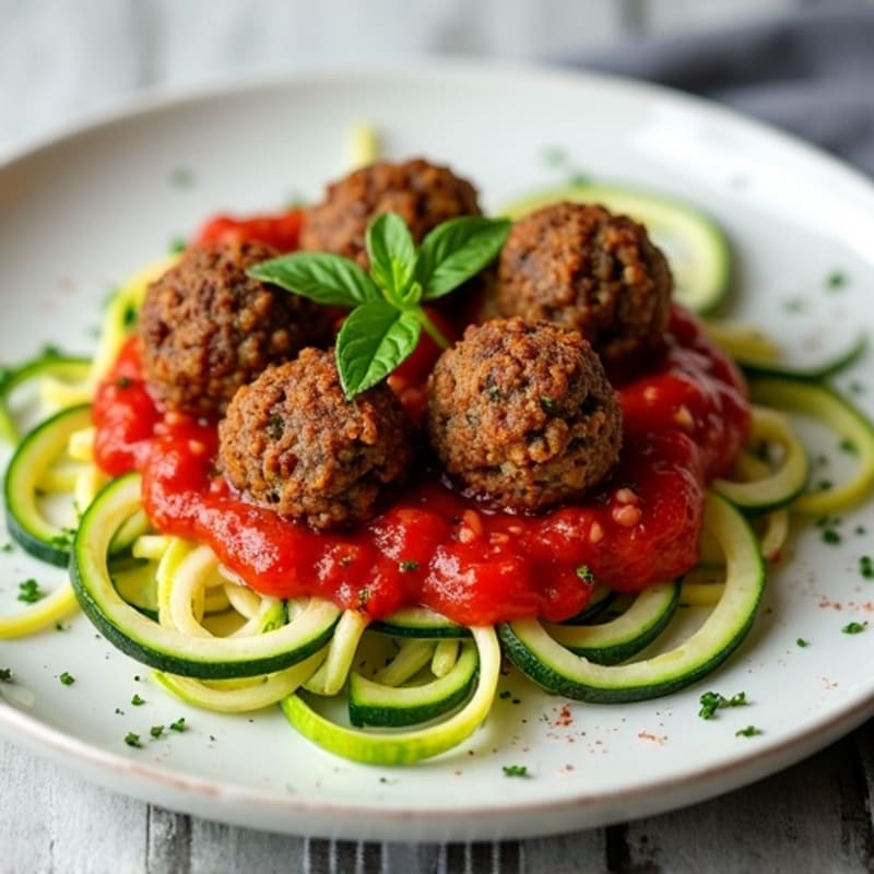 Hearty Lentil Meatballs with Fresh Marinara and Zucchini Noodles