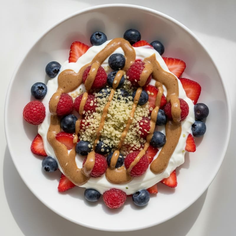 Greek Yogurt Parfait with Mixed Berries and Almond Butter