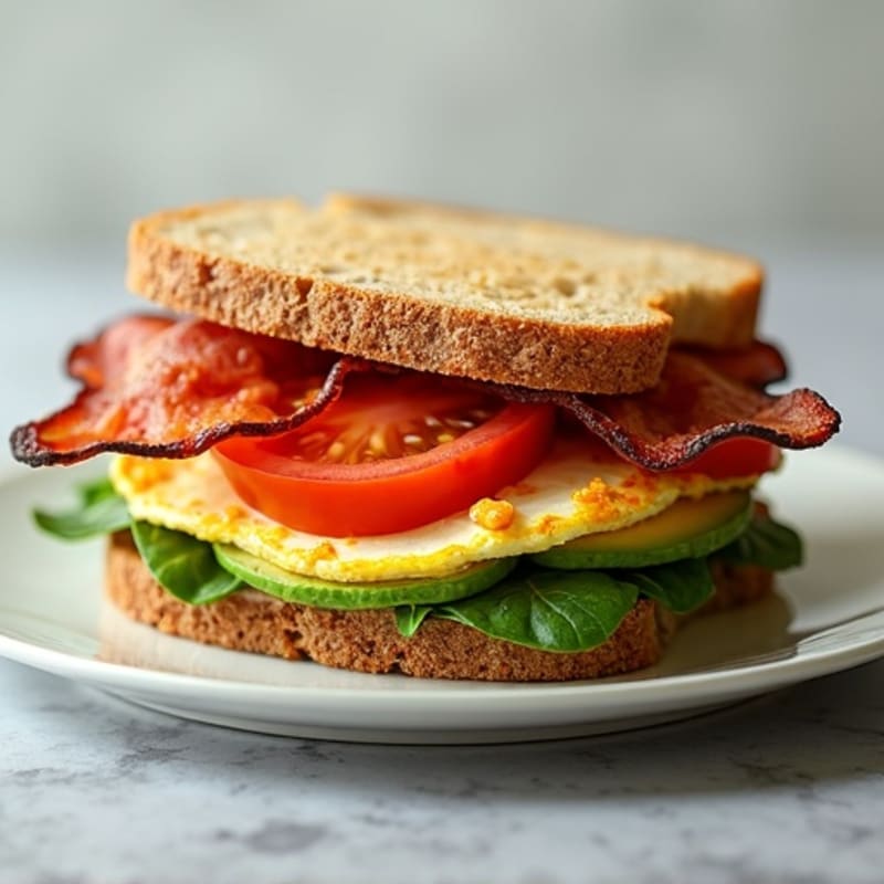 Crispy Turkey Bacon, Creamy Avocado and Fresh Tomato Whole Grain Sandwich