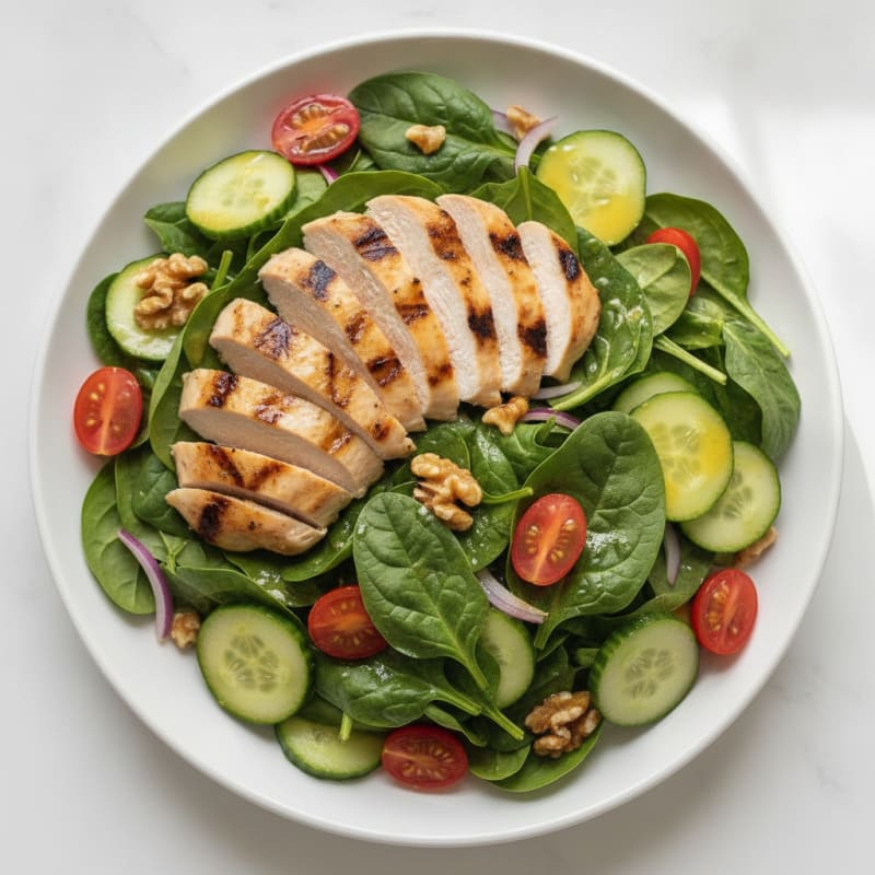 Grilled Chicken Spinach Salad with Lemon Vinaigrette