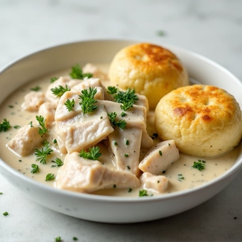 Creamy Chicken and Fluffy Herb Dumplings