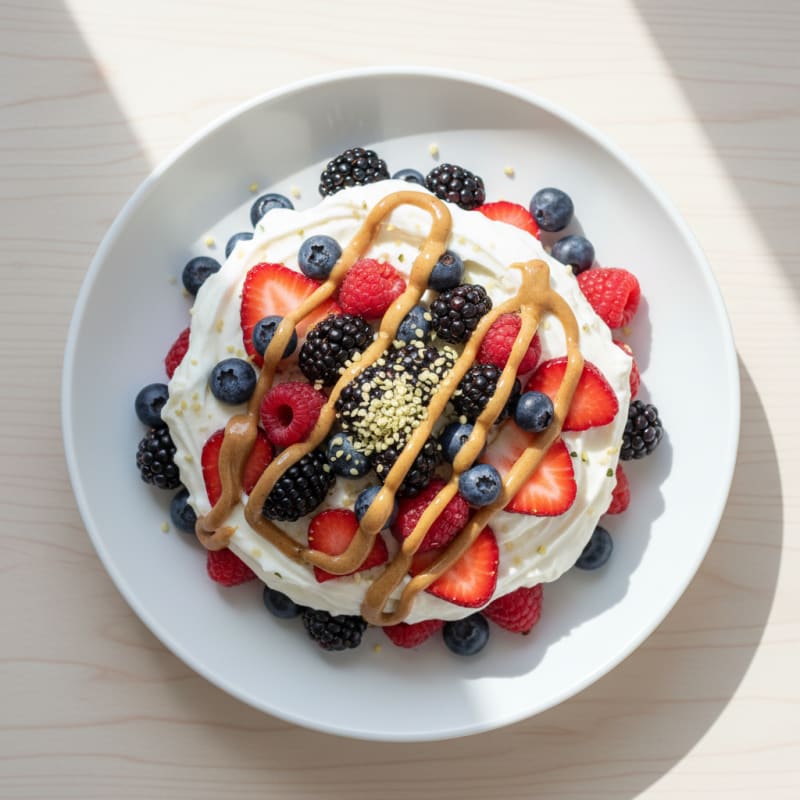 Greek Yogurt Protein Parfait with Mixed Berries and Almond Butter