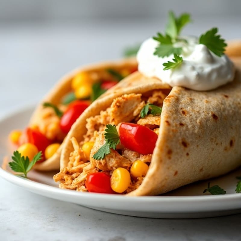 Spicy Shredded Chicken and Corn Baked Wraps