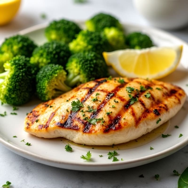 Grilled Lemon Chicken Breast with Steamed Broccoli