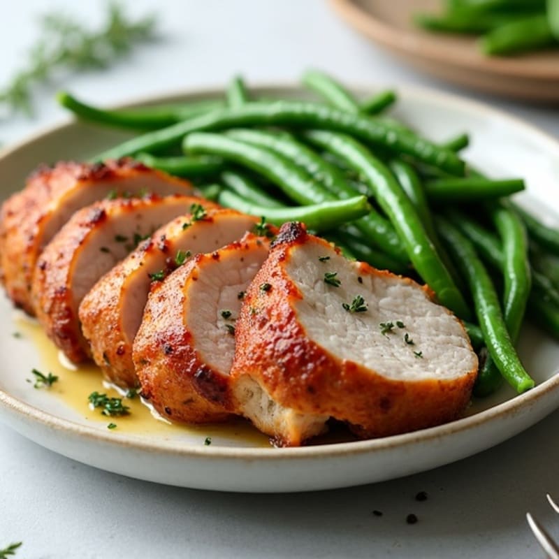 Roasted Pork Tenderloin with Crispy Green Beans