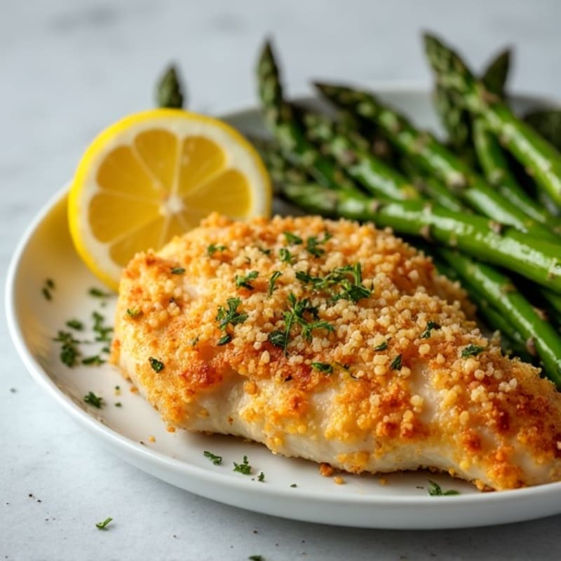 Crispy Lemon-Herb Chicken with Roasted Asparagus