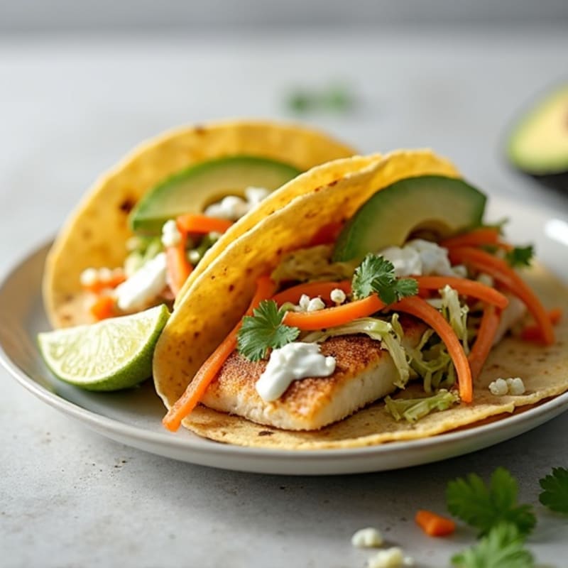 Pan-Seared White Fish Tacos with Crunchy Cabbage Slaw