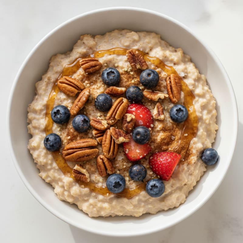 Maple Pecan Oatmeal with Berries