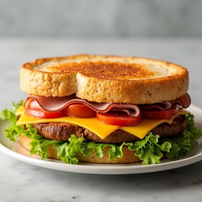 Lean Ham and Swiss Baked Sandwich with Fresh Greens
