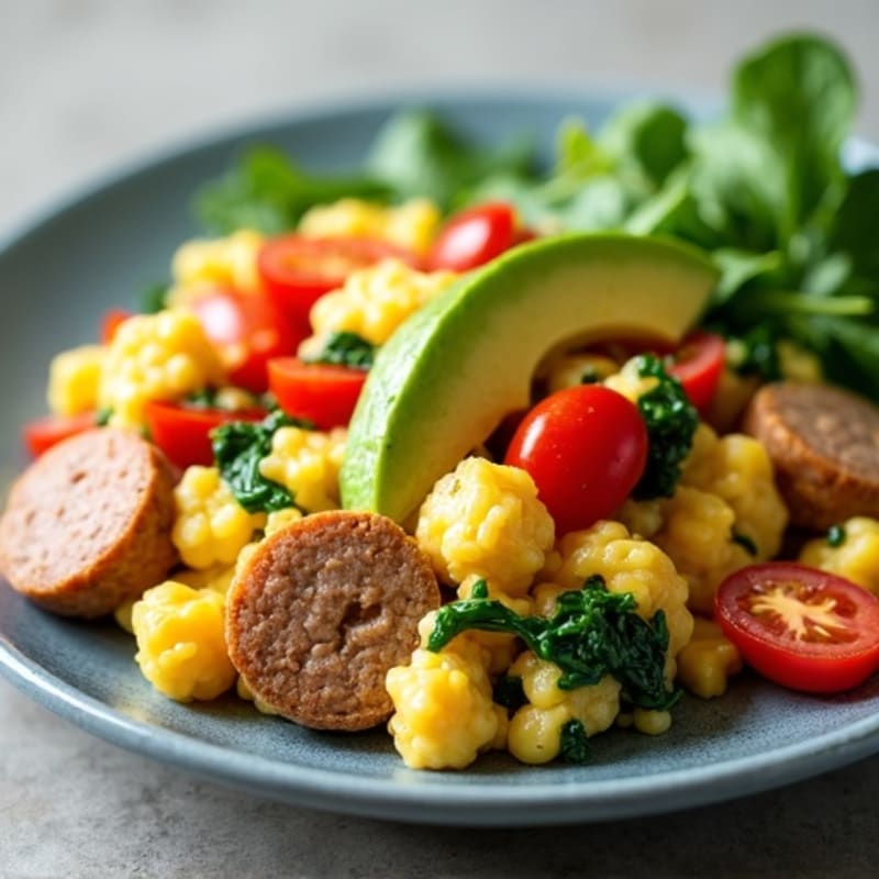 Egg White and Turkey Sausage Veggie Scramble